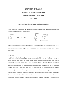Lab 6 Synthesis of p-nitro acetanilide