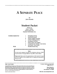 A Separate peace packet with final
