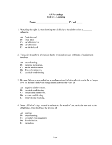 AP Psychology - Unit Six Practice Test WITH ANSWERS (1)