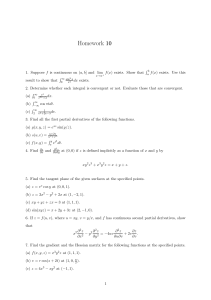 Calculus Homework: Integrals, Derivatives, Tangent Planes