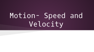 Motion- Speed and Velocity