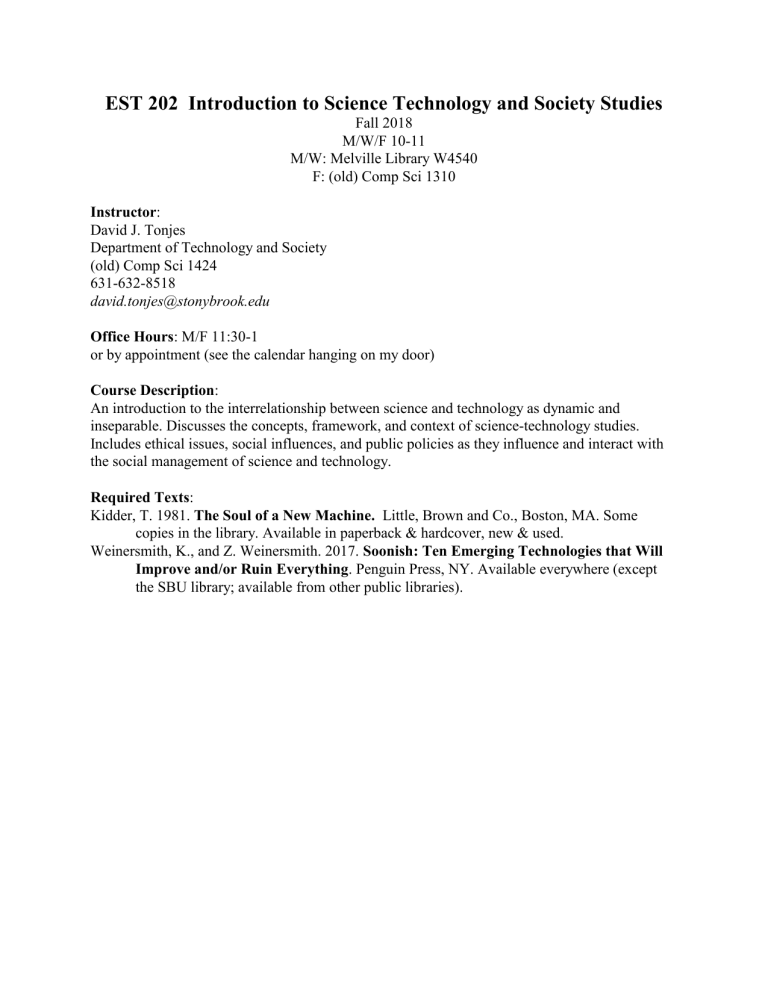 SYLLABUS Fall 2018 EST202