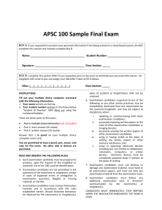 UBC - APSC 100 Sample Final Exam - Winter 2018