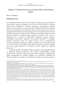 Corporate Governance in Jordan Role of the External Auditor Bashar H. Malkawi