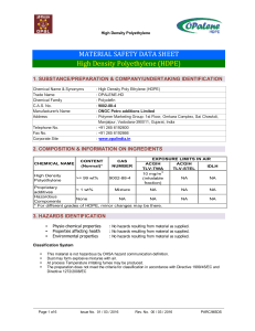 Material Safety Data Sheet HDPE