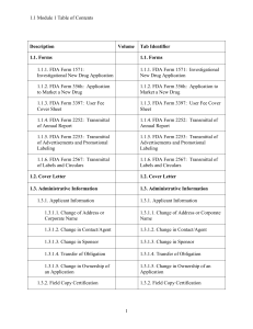 eCTD Table of Contents