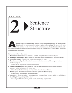 CH 2 Sentence Structure