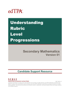Understanding Rubric Level Progressions Secondary Math
