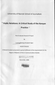Luvonga Public Relations,  A Critical Study of the Kenya Practice