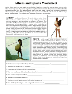 Athens and Sparta Worksheet