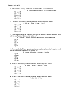 Balancing Chemical Equations Worksheet