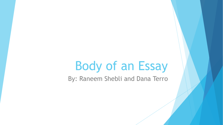 Body Of An Essay