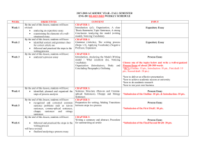 RE-REVISED ENG 201 2017-18 Fall Sem. Weekly Schedule