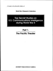 Top Secret Studies on US COMMINT WWII Part 1 Pacific Theater Microfilm Guide