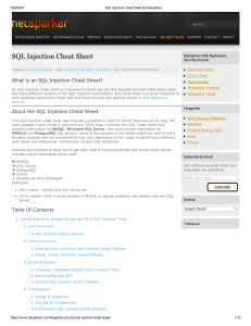 SQL Injection Cheat Sheet - Netsparker