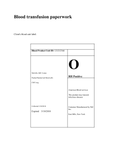 Blood transfusion paperwork