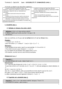 Cours Divisibilite et congruences dans Z