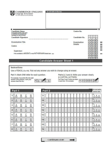 2015 CAE Answer Sheet