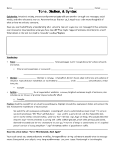 Tone Diction Syntax Worksheet H