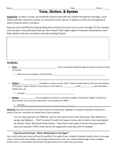 Tone Diction Syntax Worksheet S