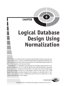 Logical Data Design using Normalization
