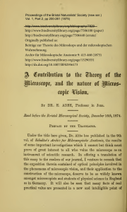 ABBE (1875) Contribution ..... Ernst Abbe's most important paper on microscope optics (English version)
