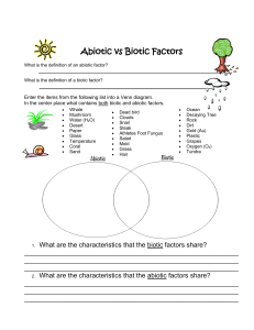 Biotic and Abiotic Worksheet