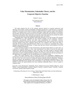 [PAPER] Jensen Michael 2000 - Corporate Objective Function