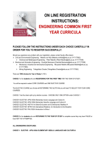 EBE YS1 common first year on line registration instructions