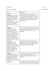 dialectical journal for frankenstein by mary shelley