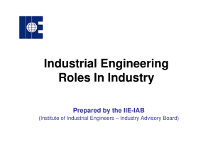 Industrial Engineering Roles in Industry Overview