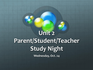 Unit 2 study session: Populations and Communities:  Parent/Student/Teacher Study Night