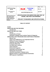 PROJECT STANDARDS AND SPECIFICATIONS inspection of vessels and exchangers Rev01