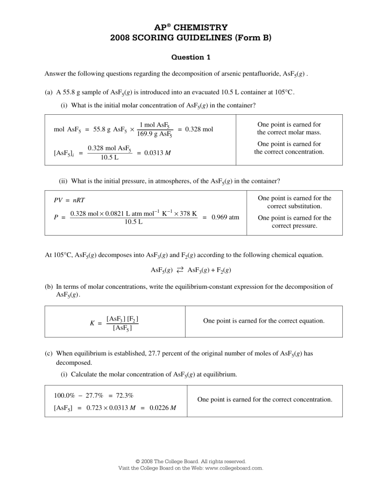 Ap08 Chemistry Form B Q1