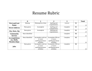 Resume Rubric