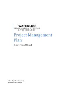 xyz project management plan template