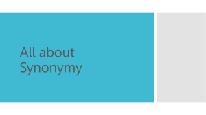 All about Synonymy