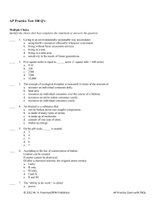 AP Environmental Science Practice Test - Multiple Choice