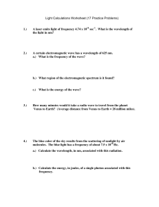 Light Calculations Worksheet (17 Practice Problems) (Blank)