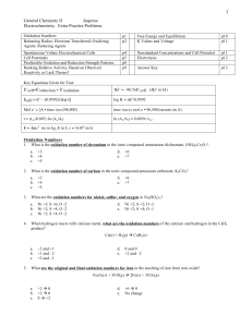 Test4 ch19 Electrochemistry Practice Problems