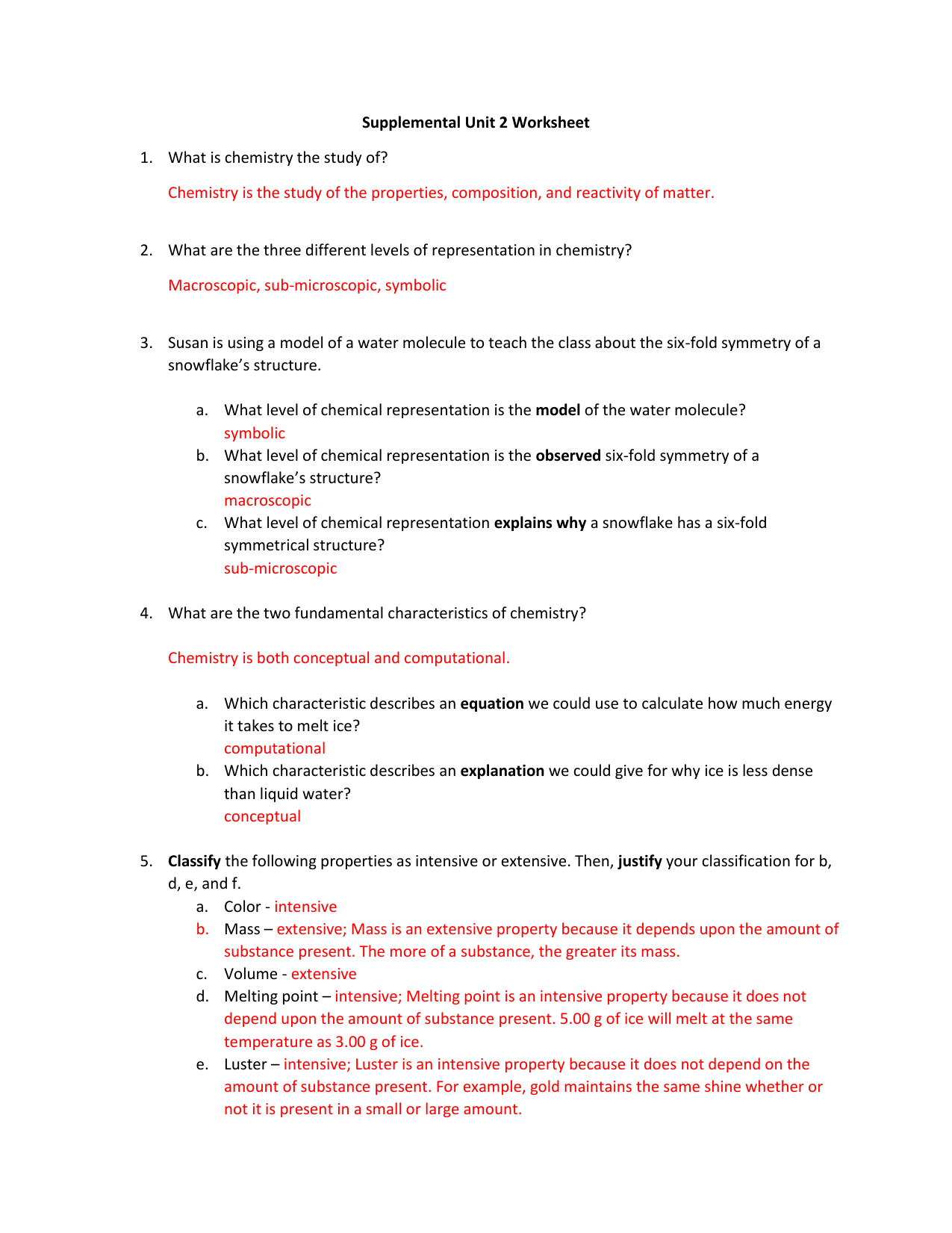 ANSWER KEY - Supplemental Unit 21 Worksheet In Chemistry Worksheet Matter 1 Answers