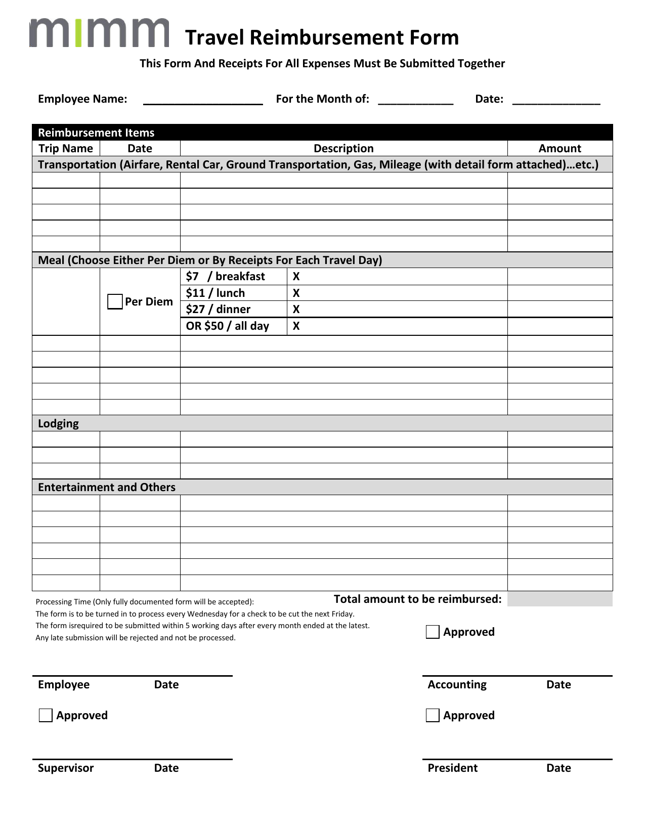 Travel Reimbursement Form