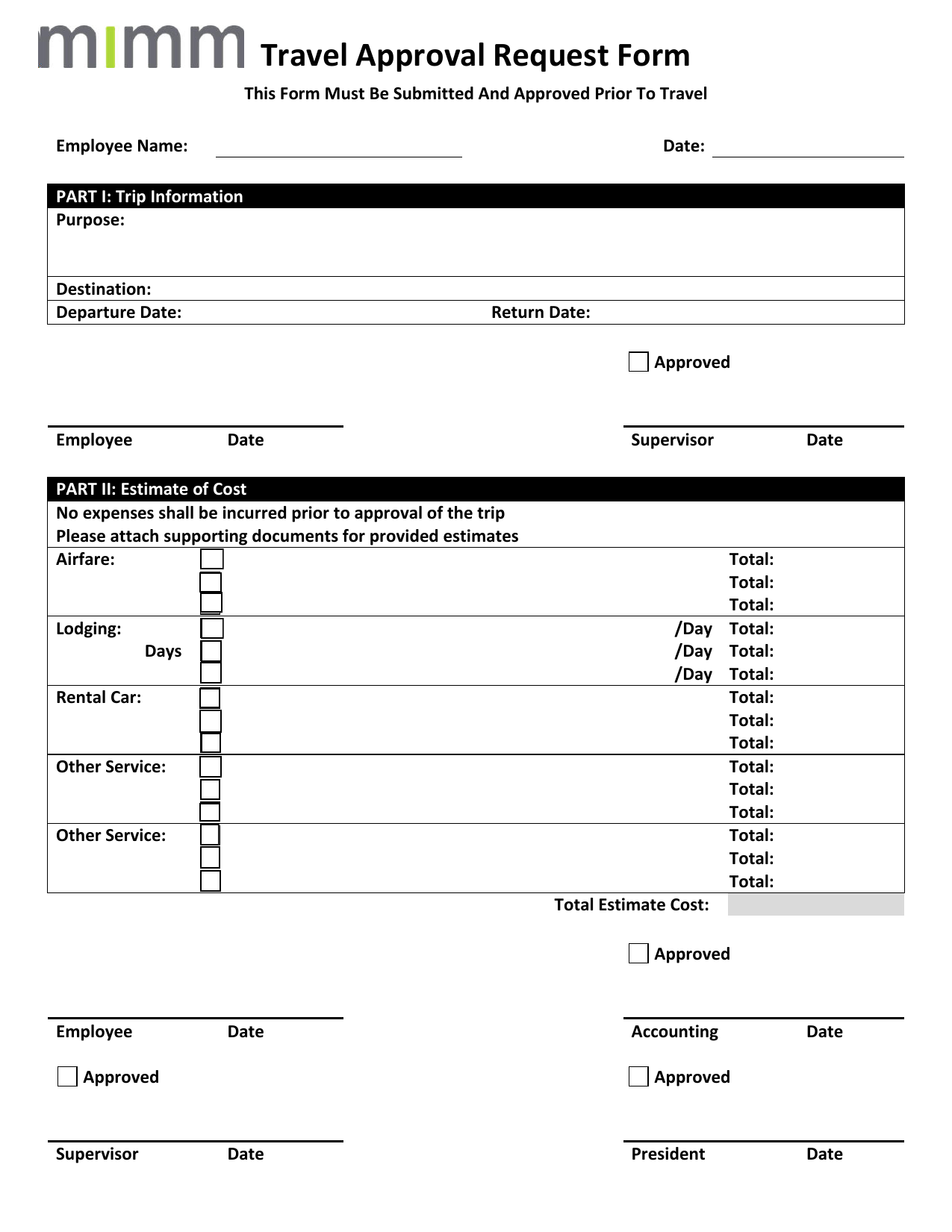 travel approval request template