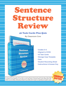 4 sentence structure review and quiz by classroom core