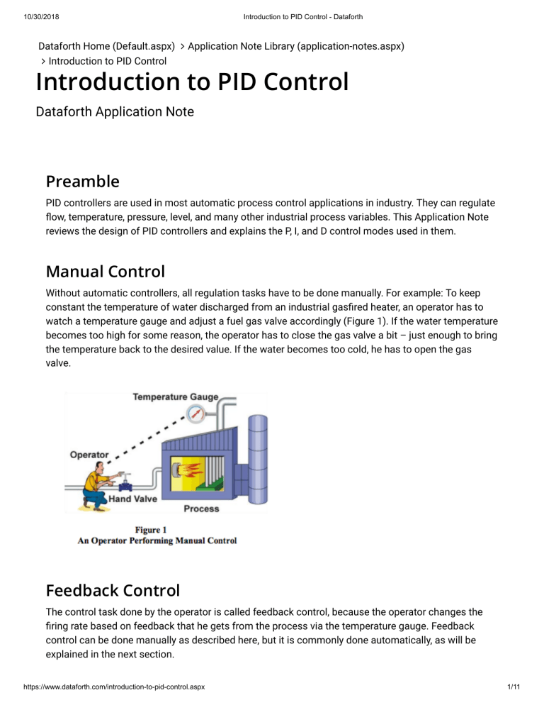 Introduction To Pid Control Dataforth