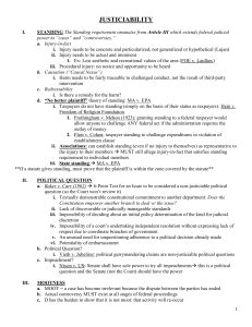 Justiciability & Separation of Powers Outline