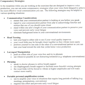 Compensatory Strategies for Voice Fatigue