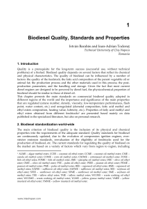 Biodiesel Quality, Standards and Properties