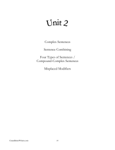 Complex Sentences & Sentence Combining Worksheet