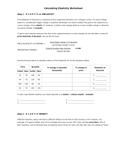 Calculating Elasticty Worksheet